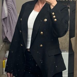 Black Blazer - Gold Button Adorned - SZ. L